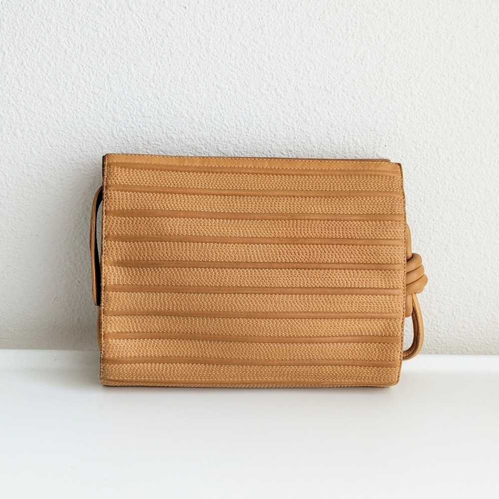 Loewe Tan Woven Leather Clutch